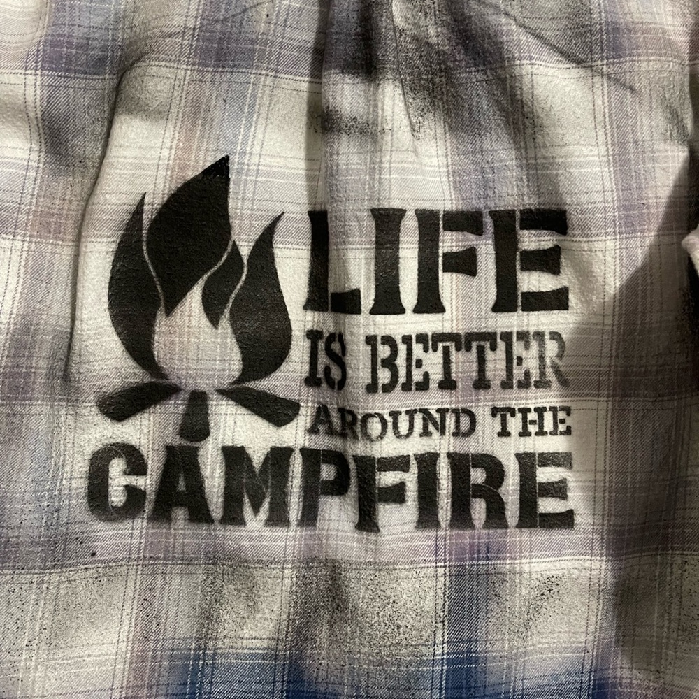 Custom upcycled “Camping” plaid, flannel. - Picture 4 of 5